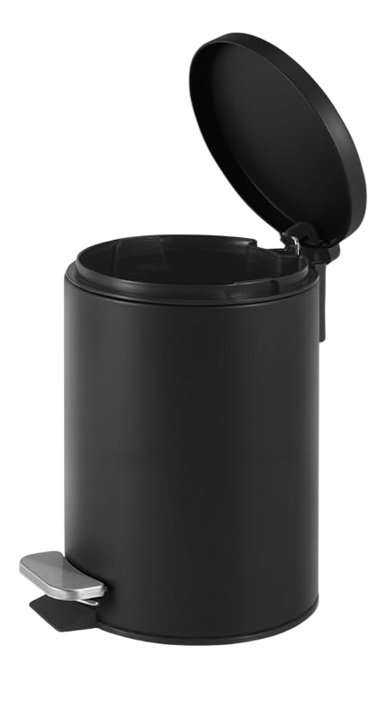 6mmkl87tfau-xl-1.png Lixeira Redonda com Pedal Multiuso Aço 3 litros - Preto Matte