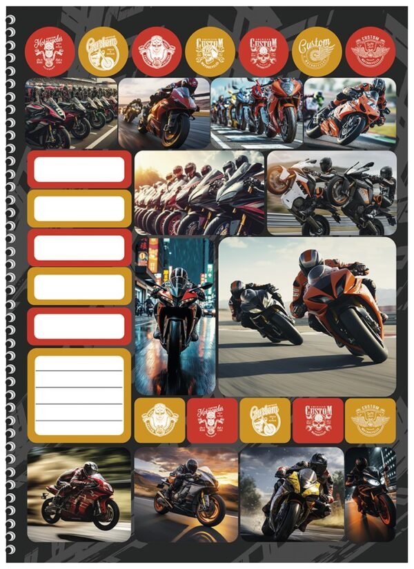 Caderno Universitário Moto Radical 10 Matérias – 160 folhas