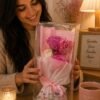 Buquê Decorativo Rosa Com Caixa Transparente - Rosa