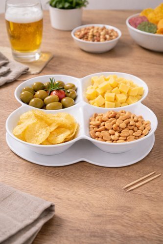 710b9rlkf3b-lg-3.jpg Petisqueira 4 Divisórias Melamina Bandeja Servir Petiscos Molhos Resistente