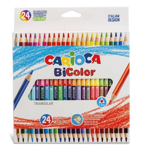 Kit 24 de Lápis de Cor de Madeira BiColor Duas Cores