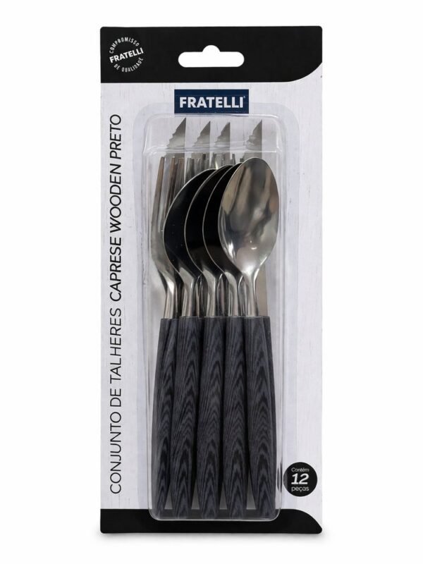 Conjunto talheres 12 peças de inox / Preta