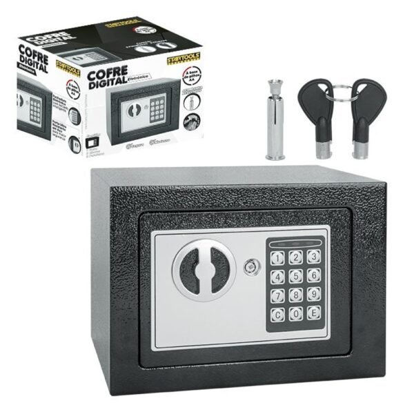 Cofre Digital Eletrônico com Teclado e Chave - Preta
