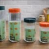 Conjunto 4 Potes Redodndo de Vidro com Tampa