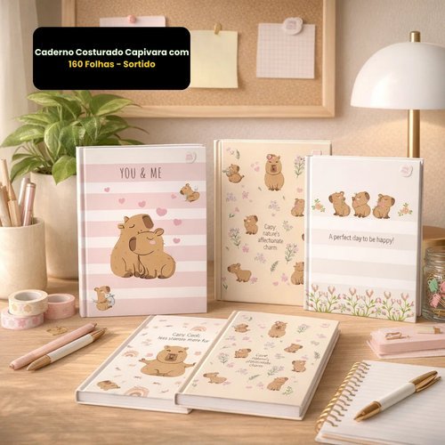 9f8pepiwmy5-lg-3.jpg Caderno Costurado Capivara com 160 Folhas - Sortido