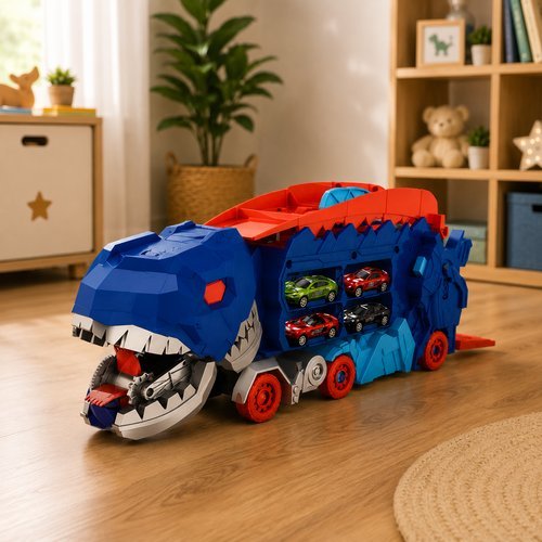 9gqhkbx9gr9-lg-2.jpg Carro Transformável Dinossauro com Pista e 4 Mini Carros de Liga Metálica