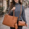 Kit 3 Peças Bolsa Feminina Estilo Tote