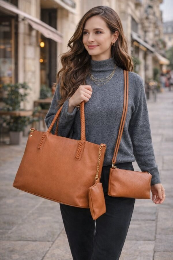Kit 3 Peças Bolsa Feminina Estilo Tote