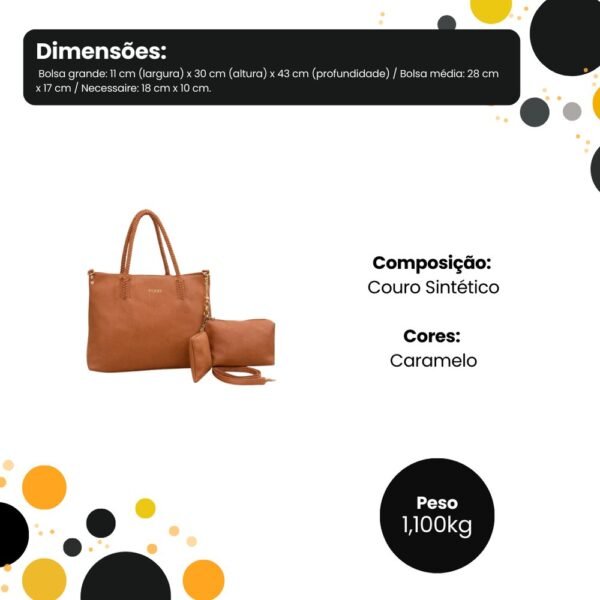 Kit 3 Peças Bolsa Feminina Estilo Tote
