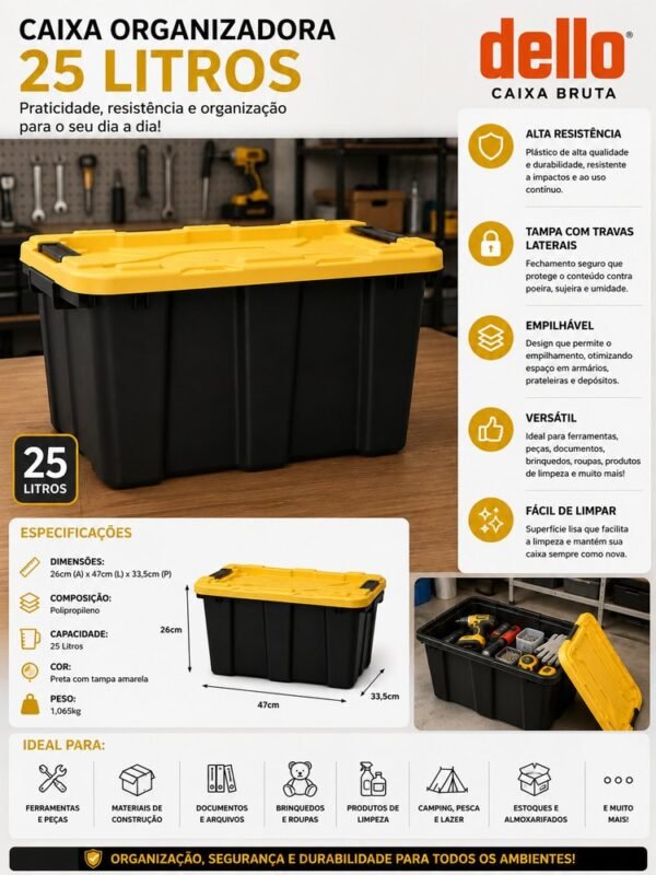 anvppqb6byd-xl-1.jpg Caixa Organizadora com Tampa Alta Resistência 25 Litros - Preta