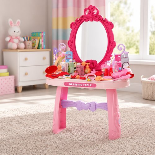 byr7c5baqmg-lg-2.jpg Penteadeira Infantil de Brinquedo com Espelho 46 Peças - Rosa