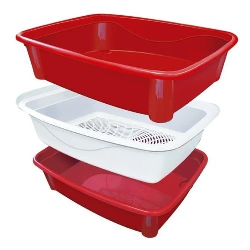 chhog0y6mce-lg-3.jpg Banheira Caixa De Areia Higiênica Gatos 3 Peças Furacão Pet - VERMELHA