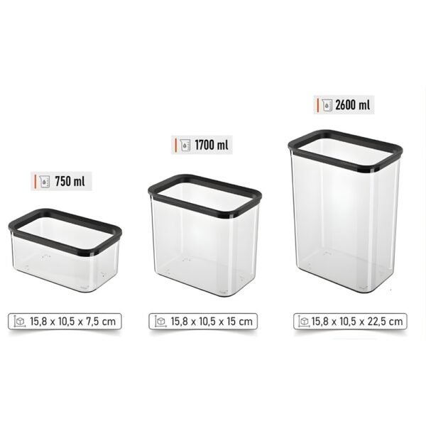 Conjunto 3 Potes Herméticos de Plástico
