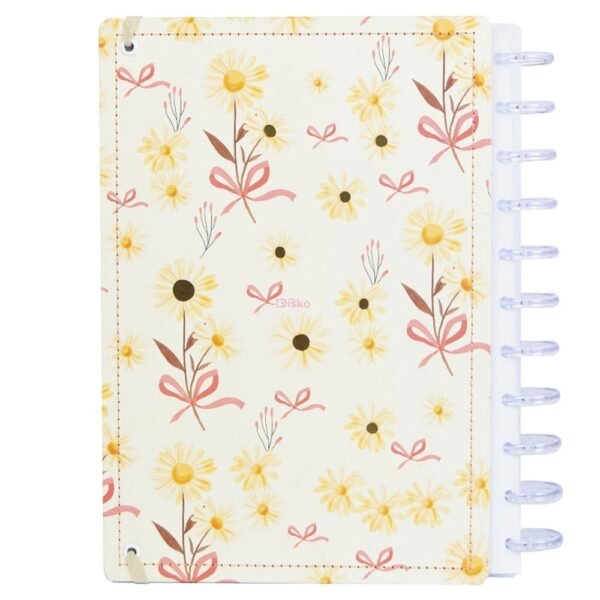 d8y6566bfke-xl-1.jpg Caderno Inteligente Disco A4 60 Folhas Reposicionáveis Capa Dura Floral Elástico Disko