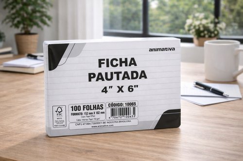 Ficha Pautada 4'' x 6'' 100 Folhas
