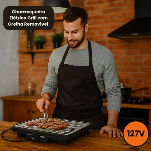dlv6c4486y-lg-3.jpg Churrasqueira Elétrica Grill com Grelha Removível 127V - Preta