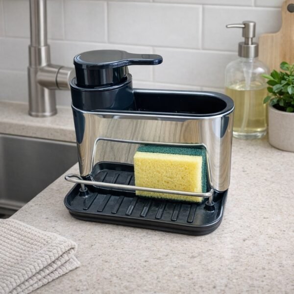 e11ul845pgp-xl-1.jpg Dispenser Com Suporte Para Esponja e Acessórios de Cozinha - Aço Inox