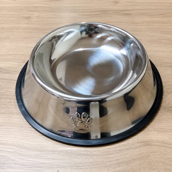 Comedouro Antiderrapante Redondo Grande Para Cachorro e Gato 30cm - Inox
