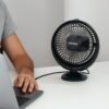 Ventilador de Mesa Redondo Portátil com USB - Preta