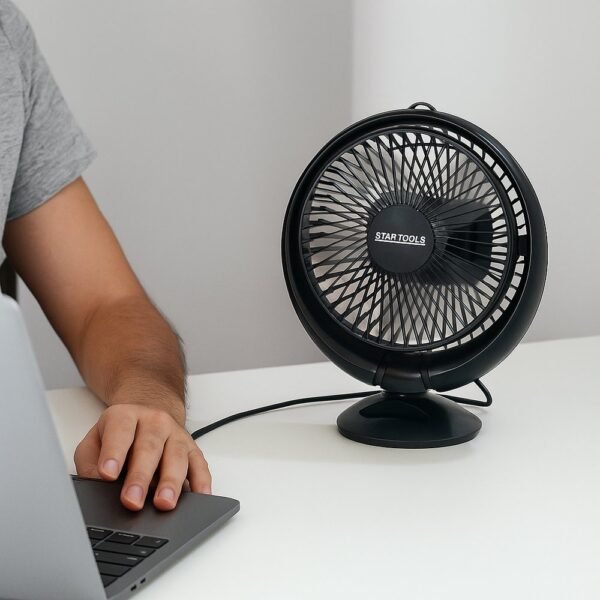 Ventilador de Mesa Redondo Portátil com USB - Preta