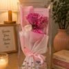 Buquê Decorativo Rosa Com Caixa Transparente - Rosa