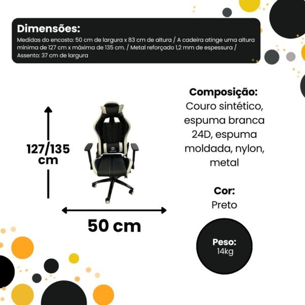 Cadeira Gamer Ergonômica - Preta