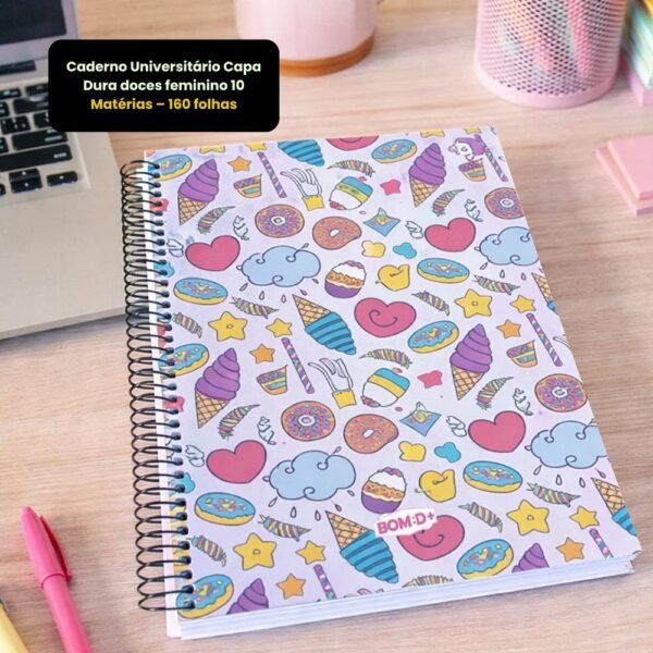 fegs4rk075q-xl-1.jpg Caderno Universitário Capa Dura doces feminino 10 Matérias – 160 folhas