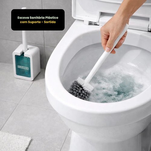 Escova Sanitária Plástico com Suporte - Sortida