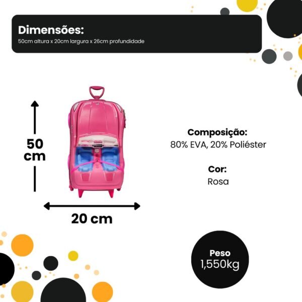 Mala Infantil Barbie Conversível 3D com Rodinhas - Rosa
