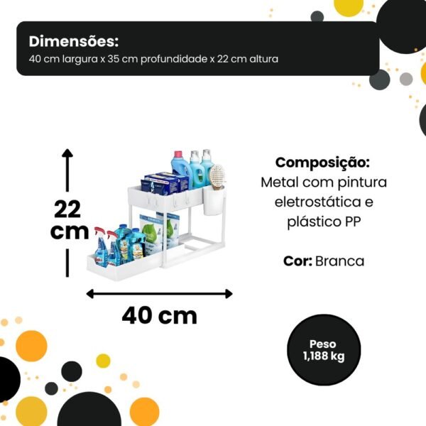 fub0vo74pab-xl-1.jpg Organizador Multiuso 2 Níveis com Bandeja Corrediça - Branca