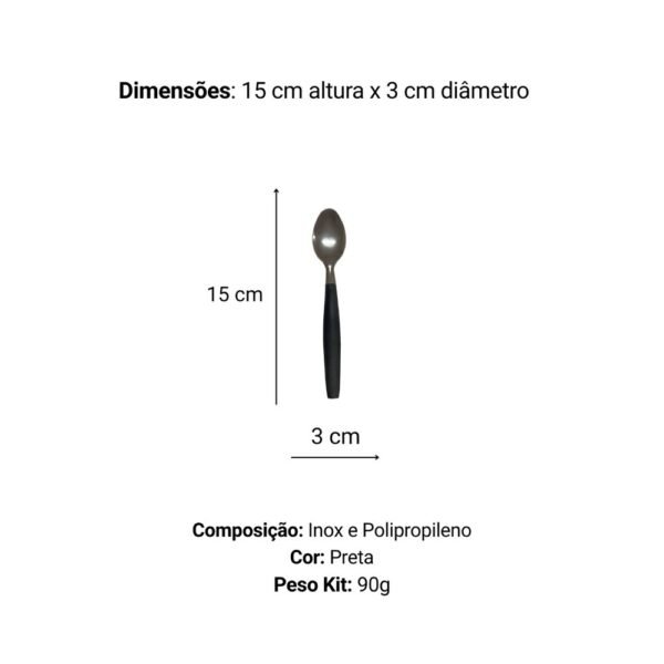 Kit 6 Colher de Chá Inox Linha Mato Grosso - Preta