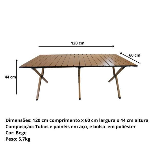 Mesa Dobrável Camping - Bege