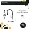 Torneira de Mesa Silicone com Ducha Para Cozinha - Preta