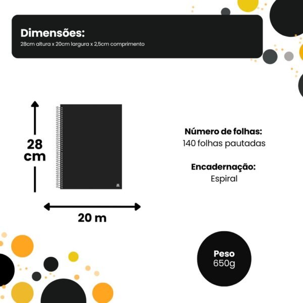 Caderno Universitário Kbum Preto 10 Matérias – 140 folhas
