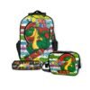 Kit Mochila Infantil Escolar com 3 peças Dinossauro