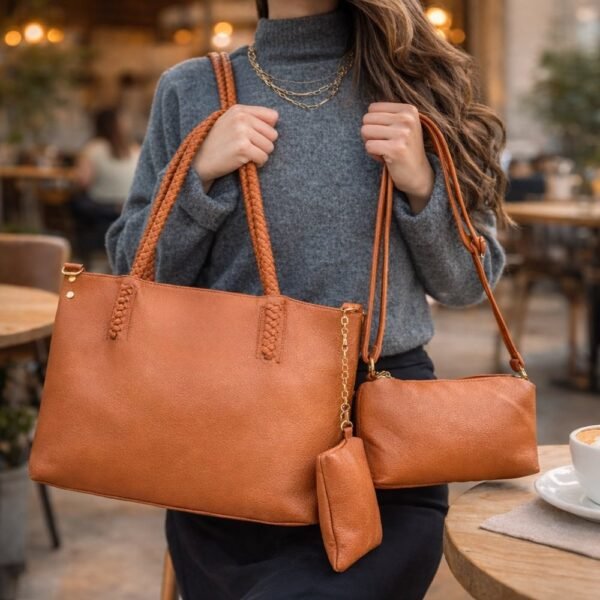 Kit 3 Peças Bolsa Feminina Estilo Tote