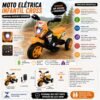 Moto Elétrica Infantil Cross com Luz - Laranja