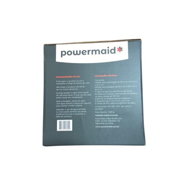 Mop Giratório Duo 360° Powermaid com Balde Duplo e Centrífuga em Aço Inox
