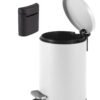 Lixeira Redonda com Pedal Multiuso Aço 5 litros - Branco Matte