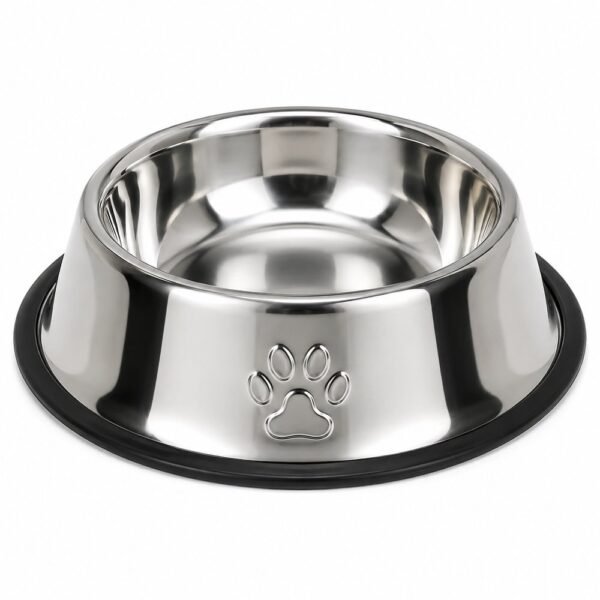 Comedouro Antiderrapante Redondo Grande Para Cachorro e Gato 30cm - Inox