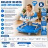 Andador Infantil com Empurrador Interativo - Azul