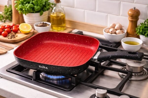 n7quy8bued-xl-1.jpg Frigideira Grill Quadrada 24cm Antiaderente Indução Stone Red Point Cabo Resistente