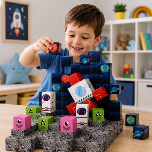 nnnr6xkyfte-lg.jpg Bloco Magnético Educativo Tema Espacial 125 Peças