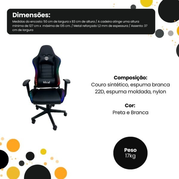 oessni1y8r8-xl-1.jpg Cadeira Gamer Giratória com Luzes RGB - Sortida