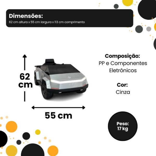 oy6ye4h4ee-xl-1.jpg Carro Elétrico Infantil Super Truck Futurista 12V - Cinza
