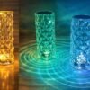 Luminária de Mesa LED Multicor Cristal Decorativa Com USB 21cm