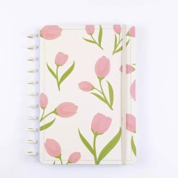Caderno Tulipa Capa Dura Reposicionável Disco Floral Grande G