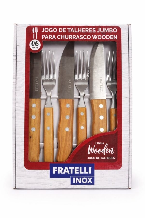 Jogo de Talheres Jumbo para Churrasco inox 6 Peças