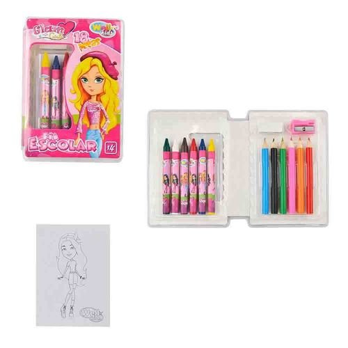 pfx3wpjrdl-lg-2.jpg Estojo Infantil Escolar Glam Girl 18 Peças