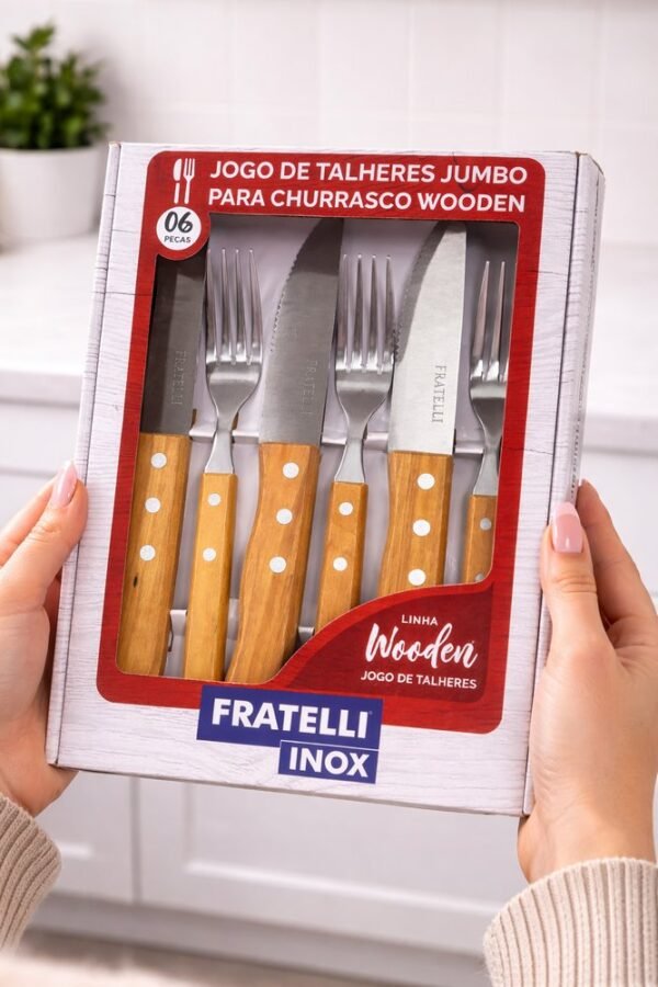 Jogo de Talheres Jumbo para Churrasco inox 6 Peças